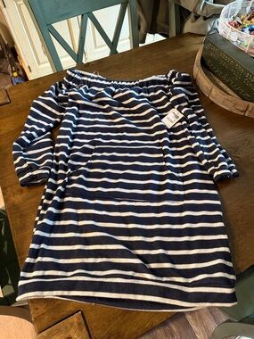 Adorable striped off the shoulder dress